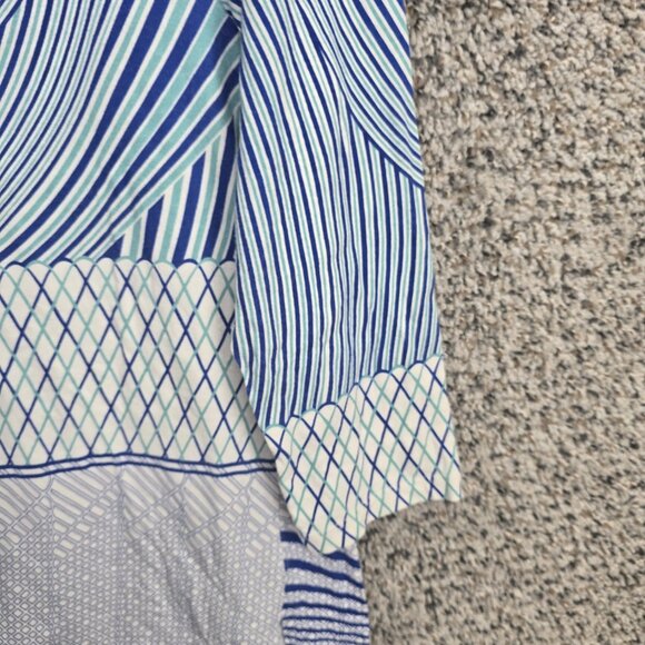 Chicos Top Womens 0 US Small Blue Scoop Neck Printed Tee Stretch Casual Ladies - Picture 2 of 7